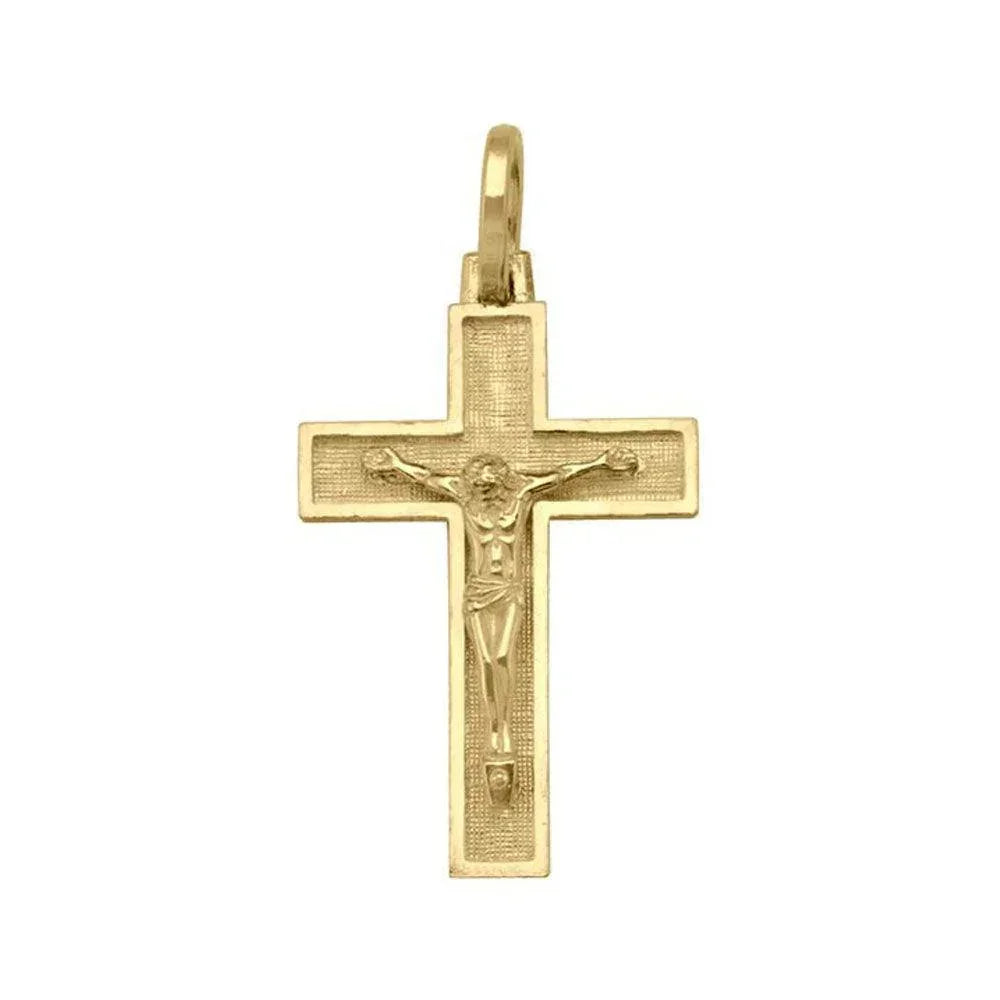 10K, 14K, 18K Yellow Gold Religious Italian Cross with Crucifix
