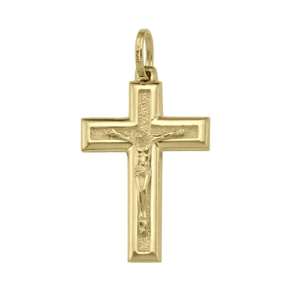 10K, 14K, 18K Yellow Gold Religious Italian Cross with Crucifix