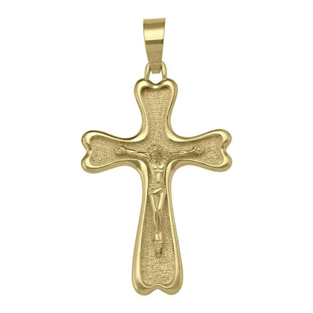 10K, 14K, 18K Yellow Gold Solid Religious Italian Cross with Crucifix
