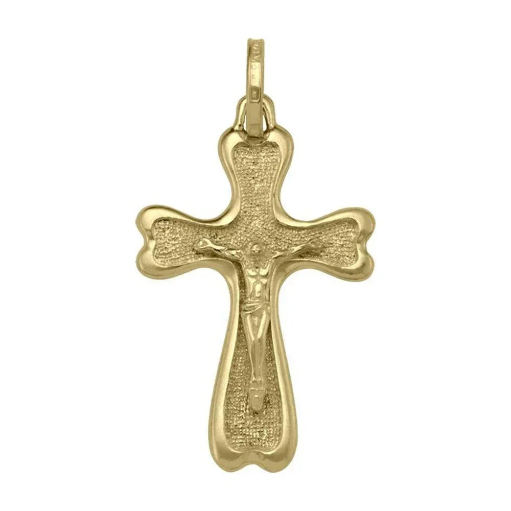 10K, 14K, 18K Yellow Gold Solid Religious Italian Cross with Crucifix