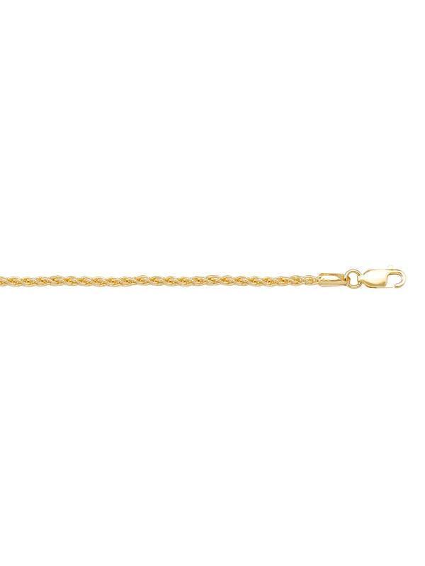 10K, 14K, 18K Yellow Gold Round Wheat 1.3 mm Italian Chain