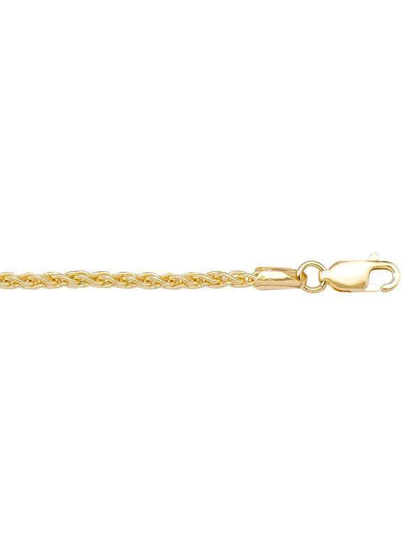 10K, 14K, 18K Yellow Gold Round Wheat 2.2 mm Italian Chain