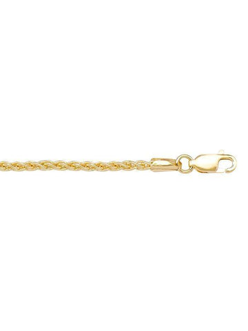 10K, 14K, 18K Yellow Gold Round Wheat 2.2 mm Italian Chain