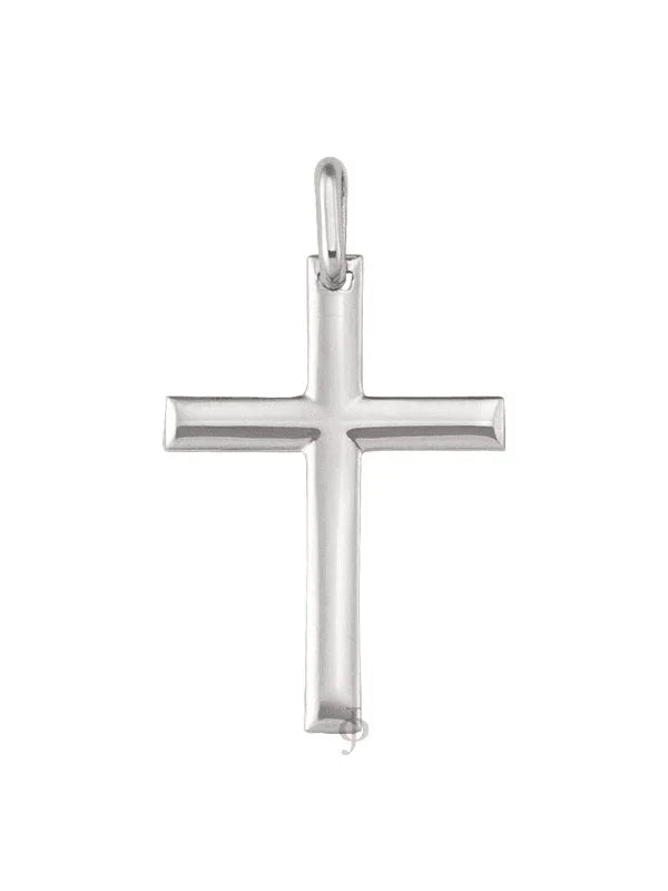 14, 18 Karat White Gold Religious Classic Italian Cross