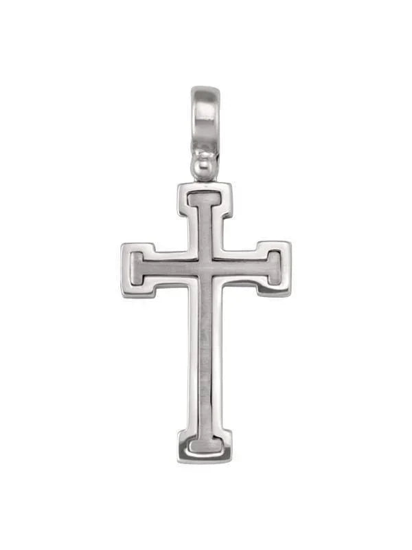 14K, 18K White Gold Fancy Religious Italian Cross