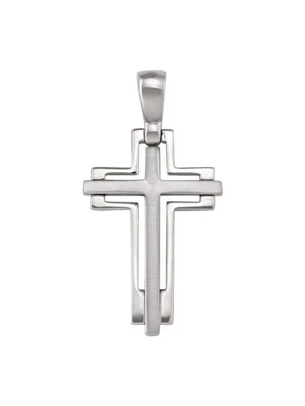 14K, 18K White Gold Fancy Religious Italian Cross