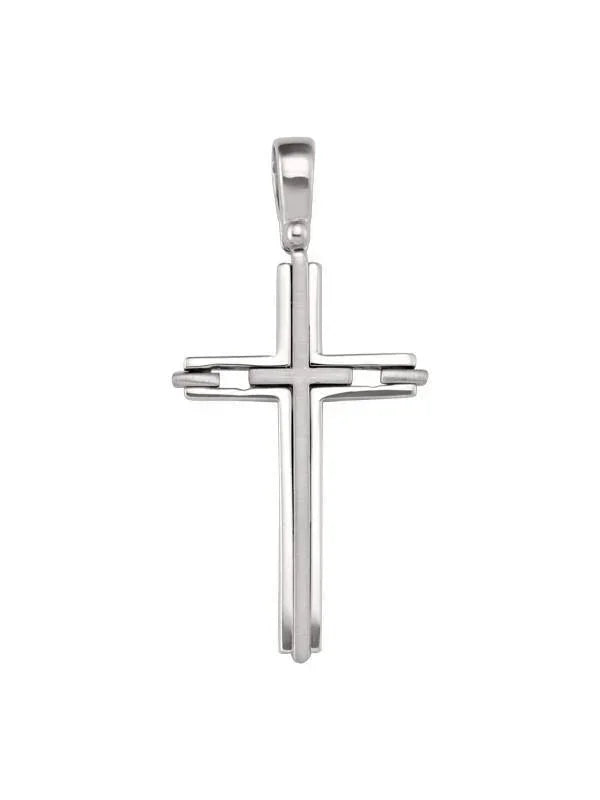 14K, 18K White Gold Fancy Religious Italian Cross