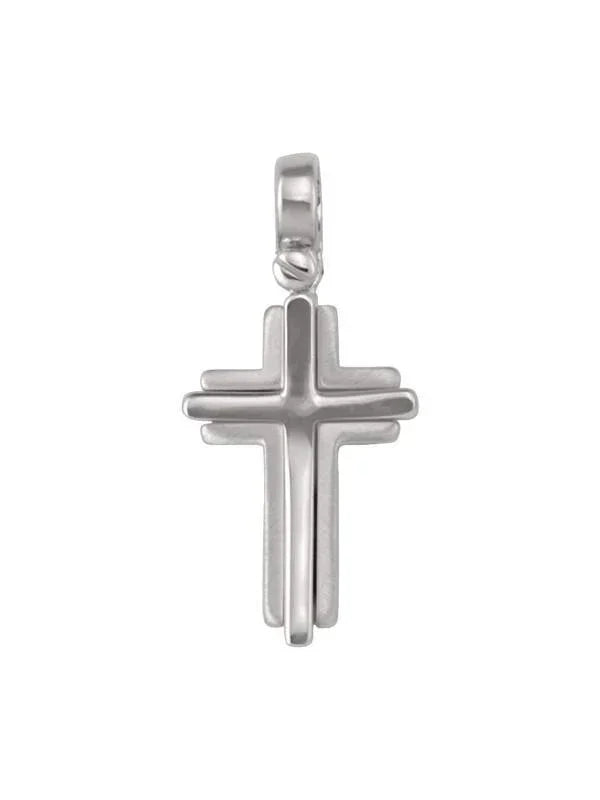 14K, 18K White Gold Modern Religious Italian Cross
