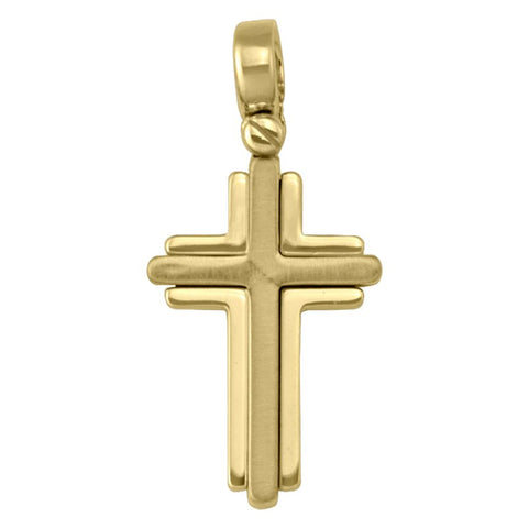 14, 18 Karat Yellow Gold Modern Religious Italian Cross