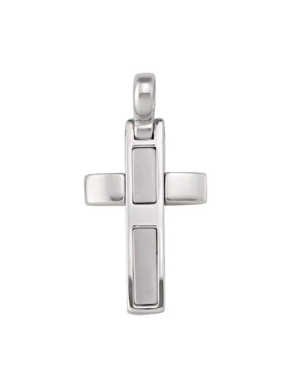14K, 18K White Gold Modern Religious Italian Cross