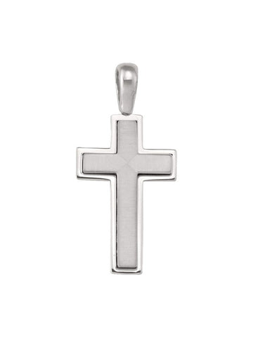 14, 18 Karat White Gold Modern Religious Italian Cross