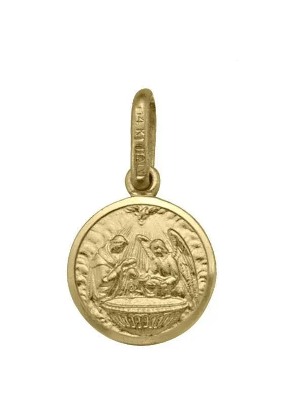 10, 14, 18 Karat Yellow Gold Solid Baptism Medalion