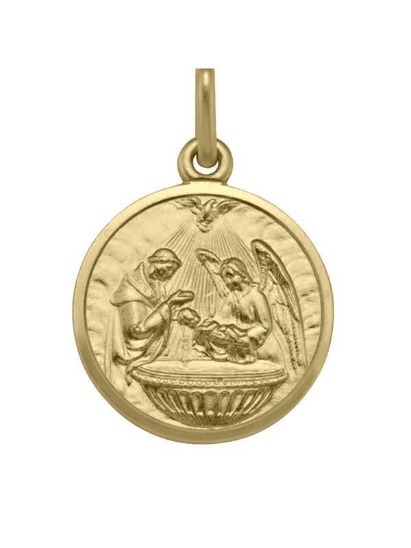 10, 14, 18 Karat Yellow Gold Solid Baptism Medalion
