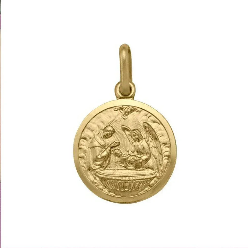 10, 14, 18 Karat Yellow Gold Solid Baptism Medalion