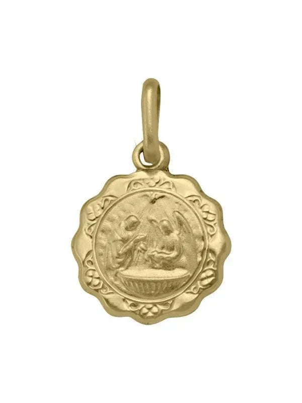 10, 14, 18 Karat Yellow Gold Hollow Baptism Medalion