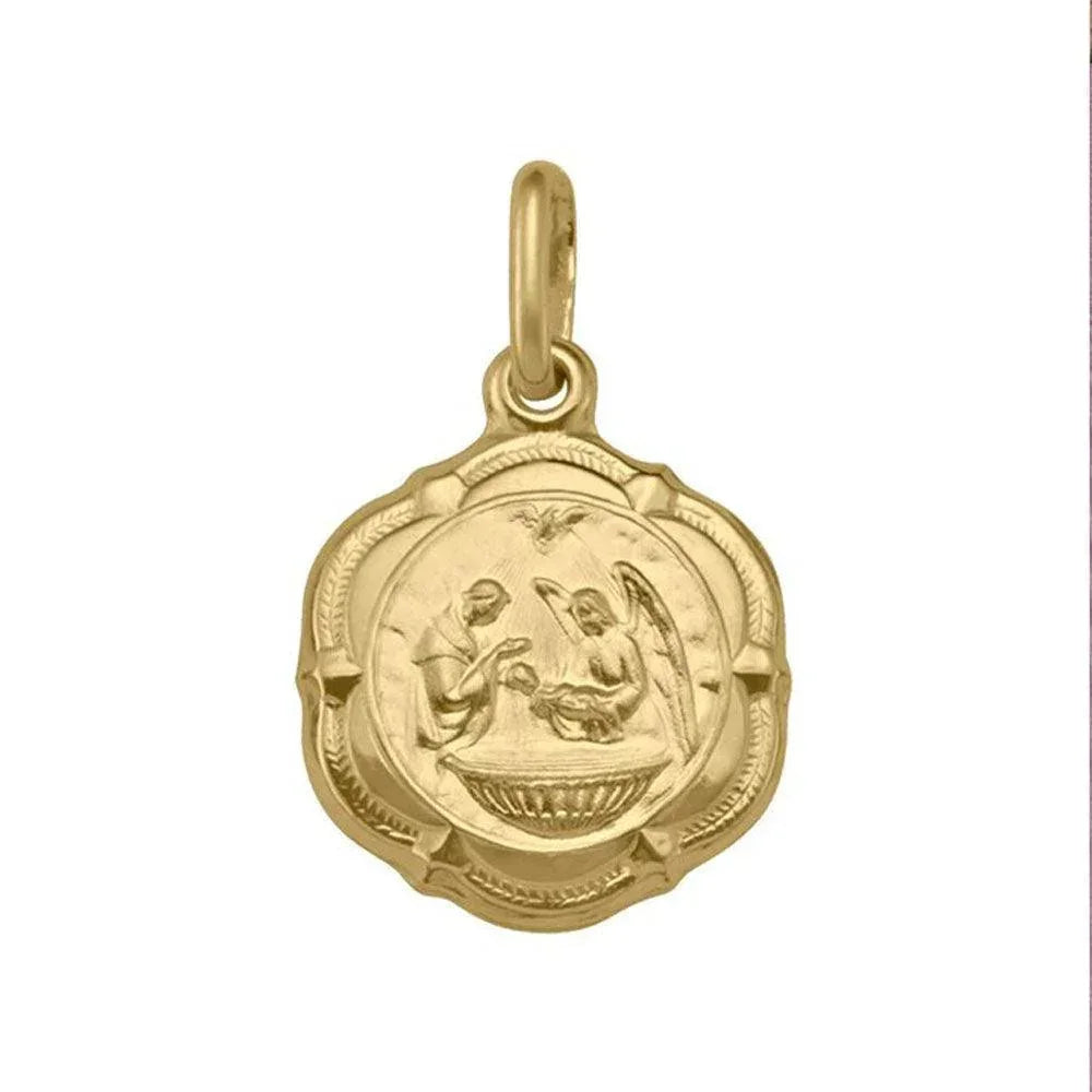 10, 14, 18 Karat Yellow Gold Hollow Baptism Medalion