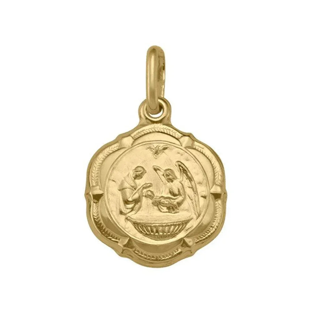 10, 14, 18 Karat Yellow Gold Hollow Baptism Medalion