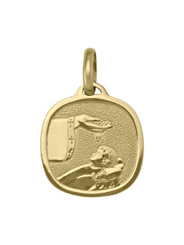 10, 14, 18 Karat Yellow Gold Solid Baptism Medalion