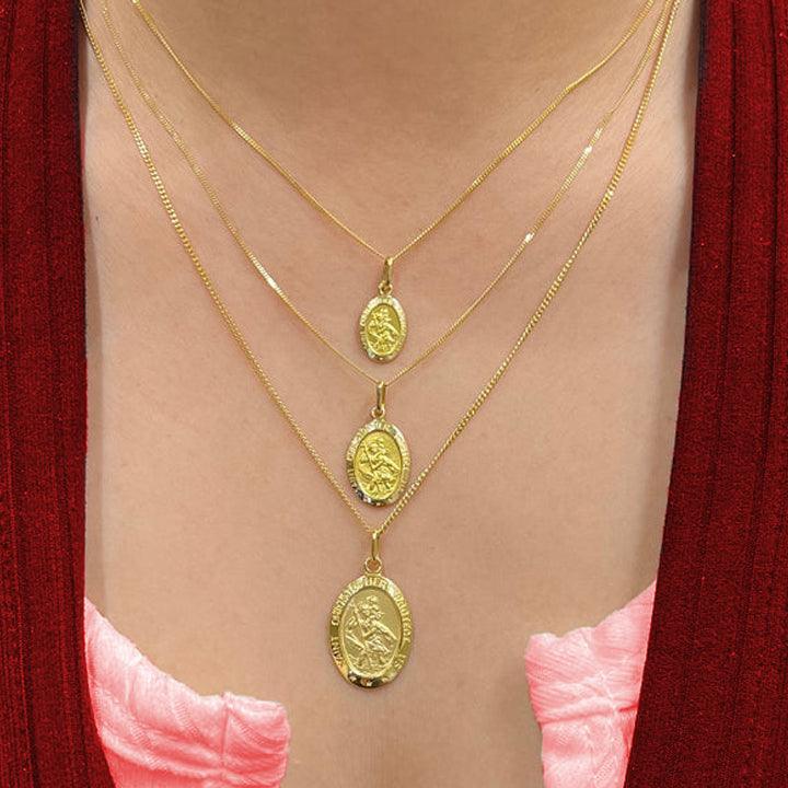 10, 14, 18 Karat Yellow Gold Solid Saint Christopher Medallion