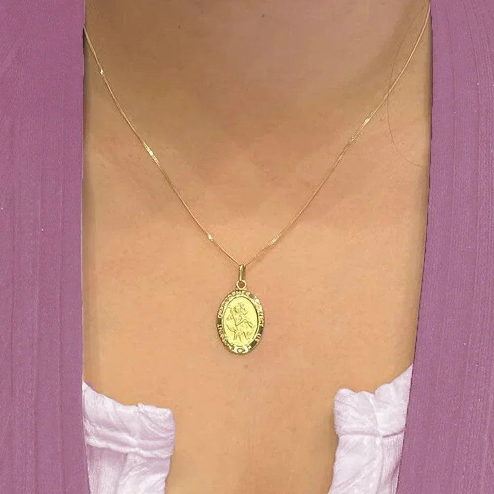 10, 14, 18 Karat Yellow Gold Solid Saint Christopher Medallion