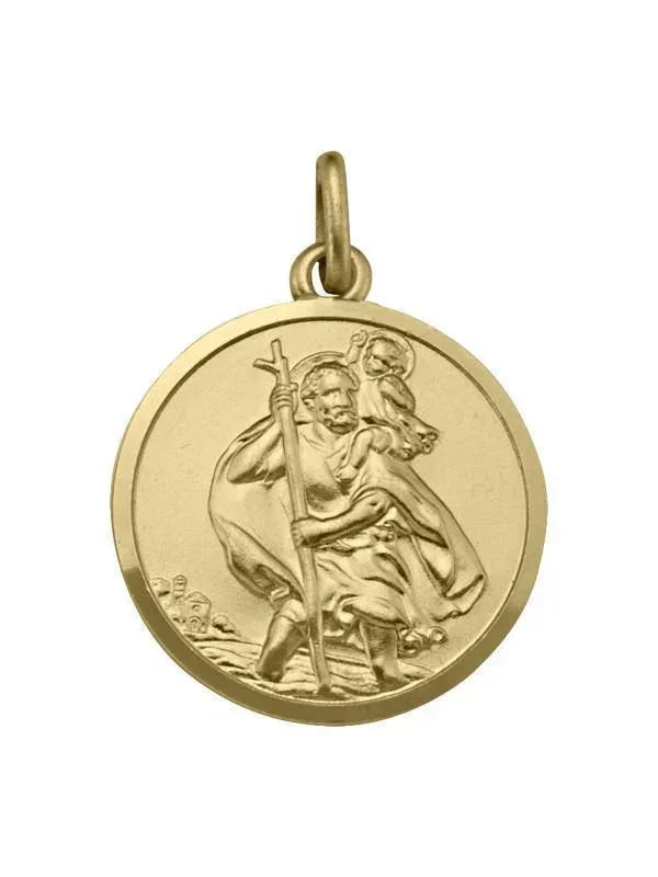 10, 14, 18 Karat Yellow Gold Solid Saint Christopher Medallion