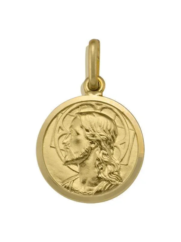 10, 18 Karat Yellow Gold Medium Solid Medallion with Jesus