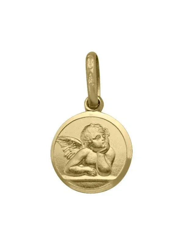 10, 14, 18 Karat Yellow Gold Solid Angel Medallion