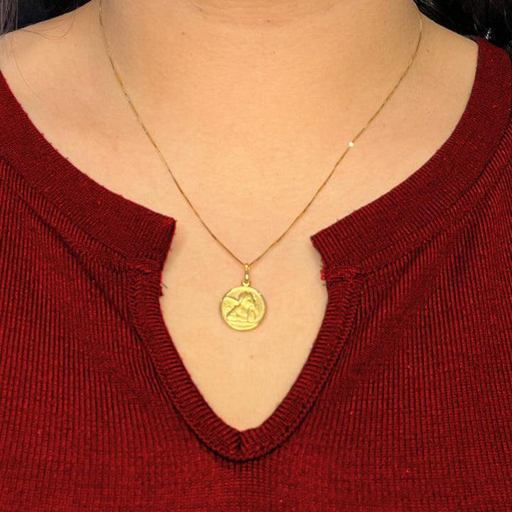 10, 14, 18 Karat Yellow Gold Solid Angel Medallion