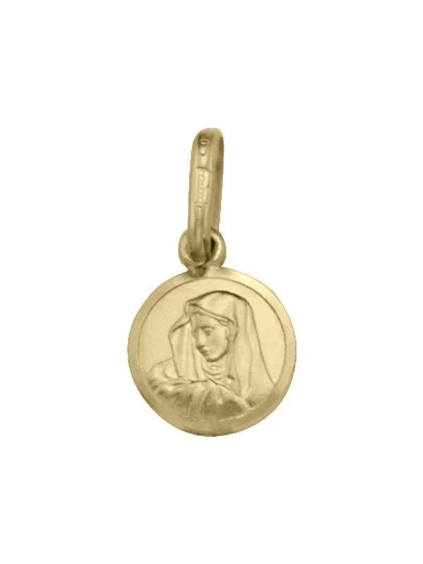 10, 14, 18 Karat Yellow Gold Tiny Solid Madonna Medalion.
