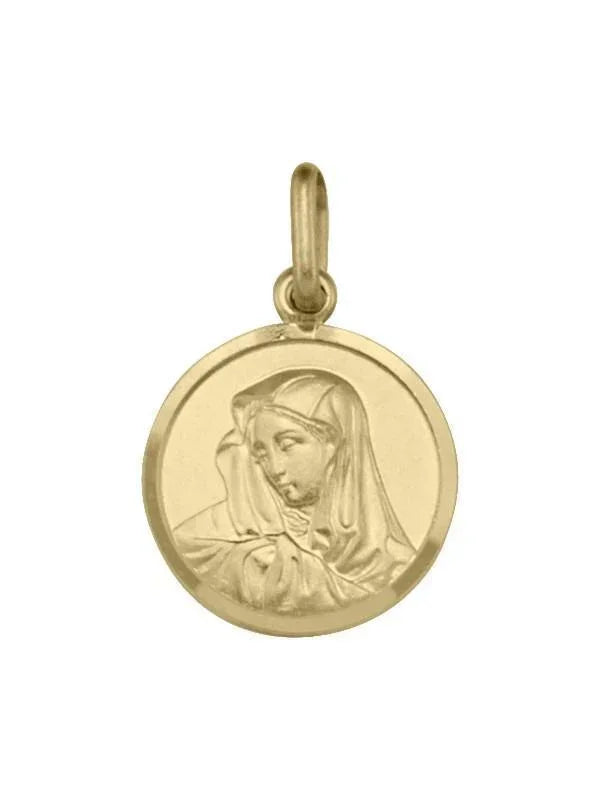 10, 14, 18 Karat Yellow Gold Solid Madonna Medalion.