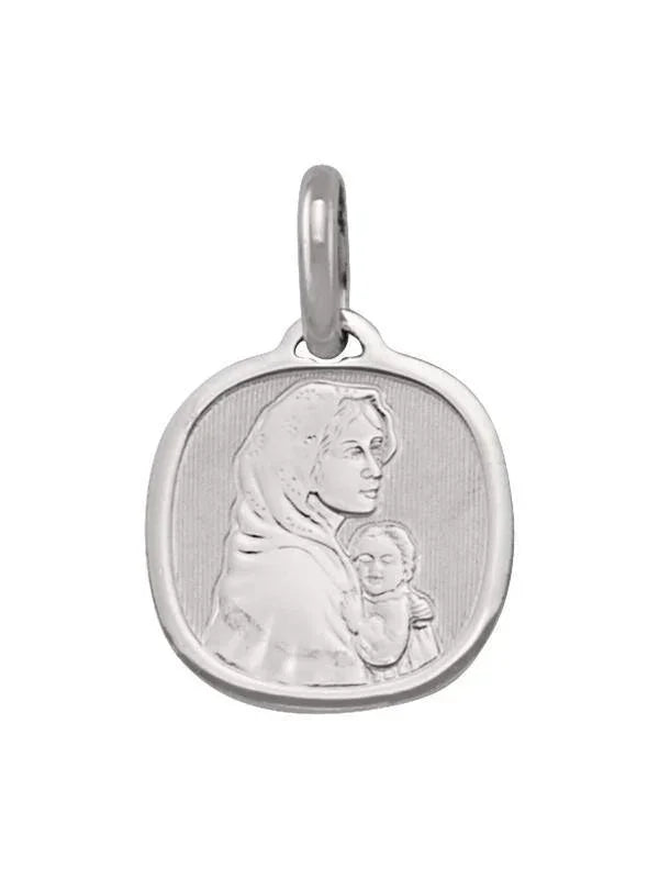 14, 18 Karat White Gold Solid Madonna Medalion.