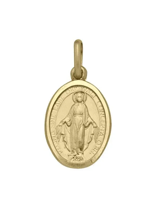 10, 14, 18 Karat Yellow Gold Solid Miraculous Small Medalion