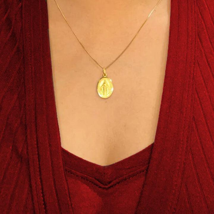 10, 14, 18 Karat Yellow Gold Solid Miraculous Medium Medalion