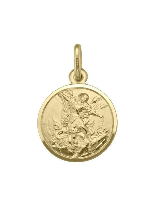 18 Karat Yellow Gold Solid St. Michael Medalion