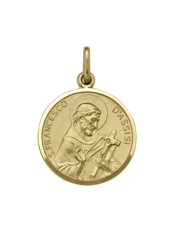 18 Karat Yellow Gold Solid St. Francis Medalion