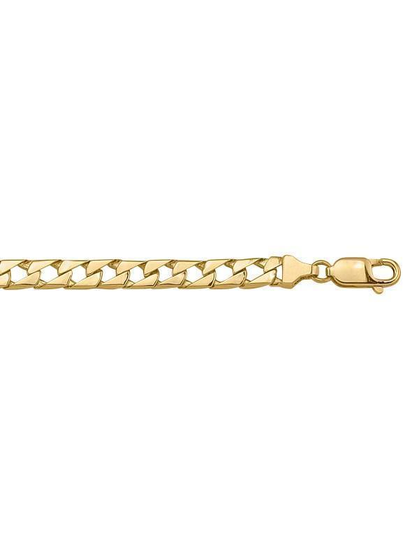 10, 14, 18 Karat Yellow Gold Square Link Curb 5.4 mm Italian Bracelet