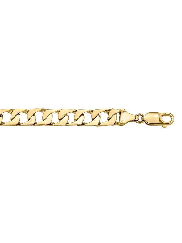 10, 14, 18 Karat Yellow Gold Solid Square Link Curb 7.0 mm Italian Bracelet