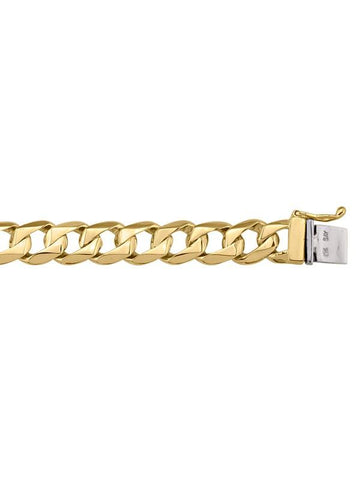 10, 14, 18 Karat Yellow Gold Solid Open Link Curb 9.5 mm Italian Bracelet