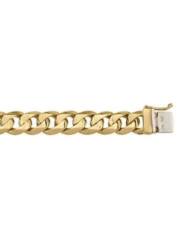 10, 14, 18 Karat Yellow Gold Solid Beveled Edges 10.5 mm Italian Bracelet