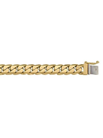10, 14, 18 Karat Solid Yellow Gold Beveled Edges 10.0 mm Bracelet