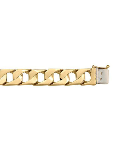 10, 14, 18 Karat Yellow Gold Square Link Curb 11.0 mm Bracelet