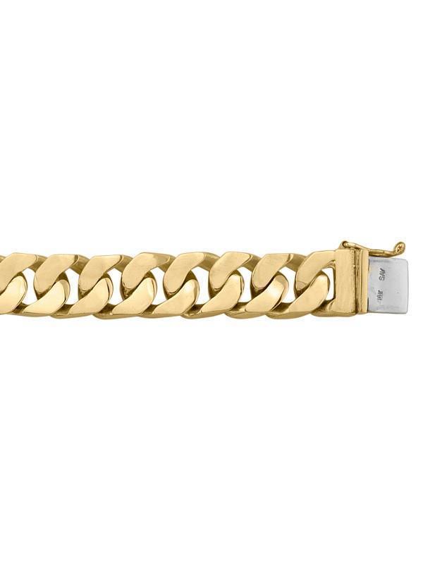 10, 14, 18 Karat Yellow Gold Square Link Curb 11.4 mm Bracelet