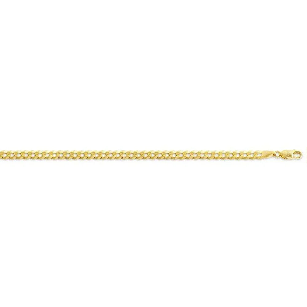 10, 14, 18 Karat Yellow Gold Open Link Curb 3.7 mm Italian Bracelet