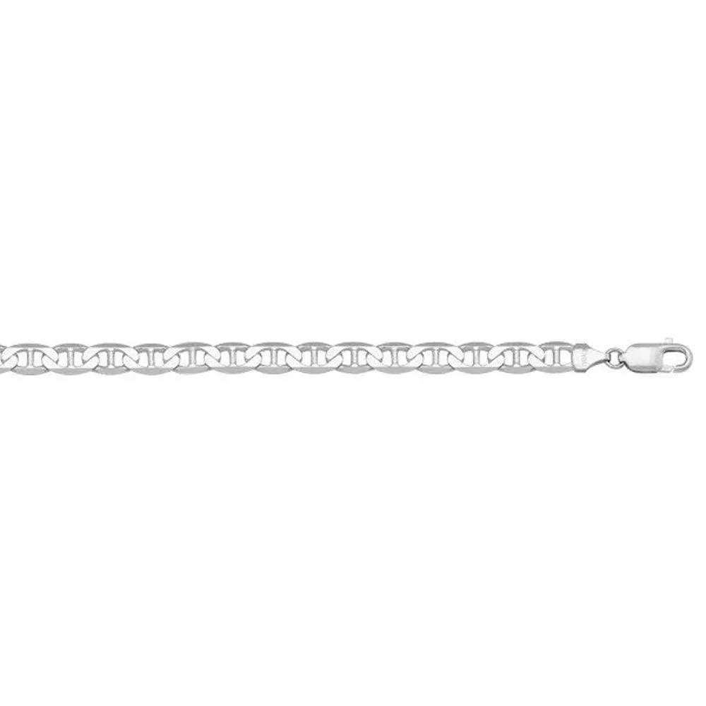 10, 14, 18 Karat White Gold Open Link Curb 3.7 mm Italian Bracelet