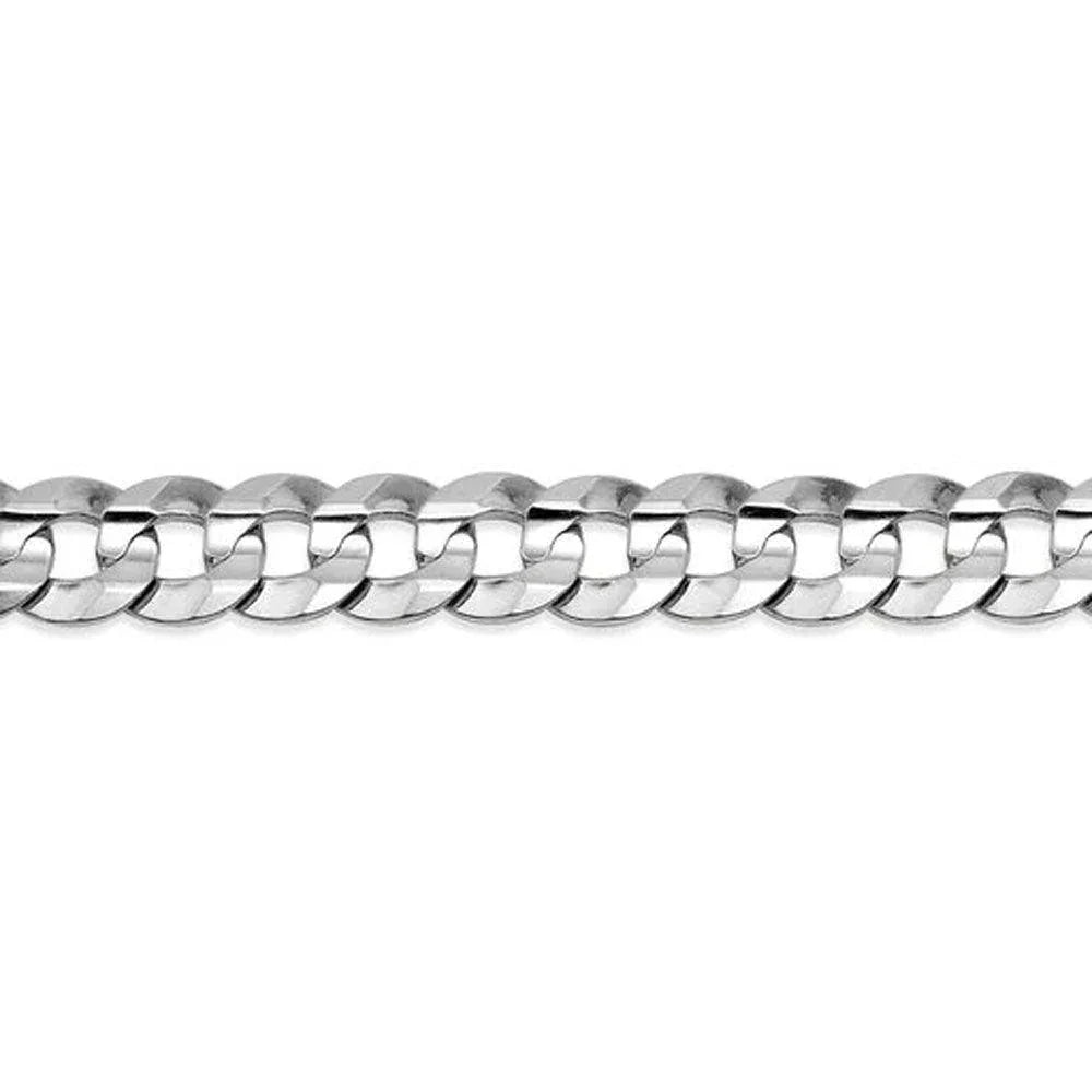 10, 14, 18 Karat White Gold Solid Open Link Curb 5.8 mm Italian Bracelet