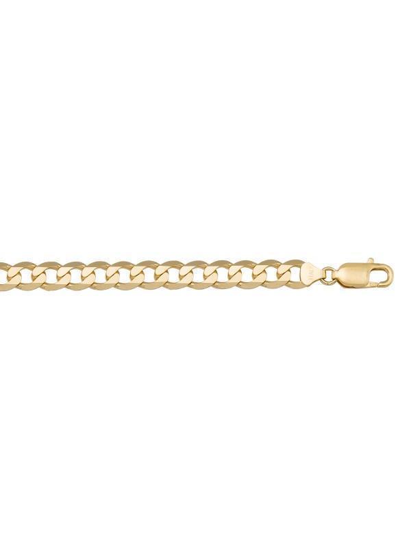 10K, 14K, 18K Yellow Gold Solid Open Link Curb 7.3 mm Italian Chain