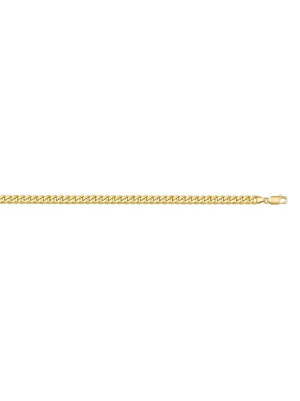10, 14, 18 Karat Yellow Gold Flat Beveled Link Curb 2.7 mm Italian Bracelet