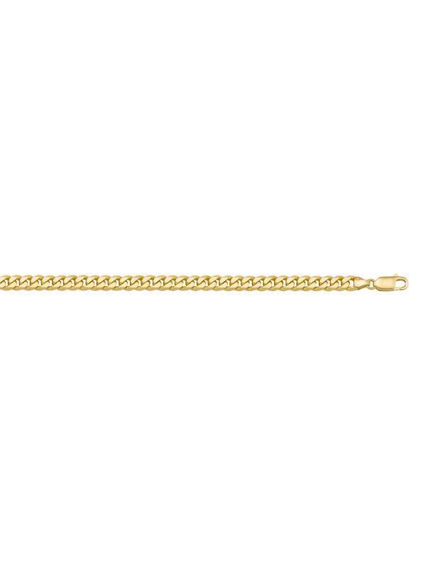 10, 14, 18 Karat Yellow Gold Flat Beveled Link Curb 3.3 mm Italian Bracelet