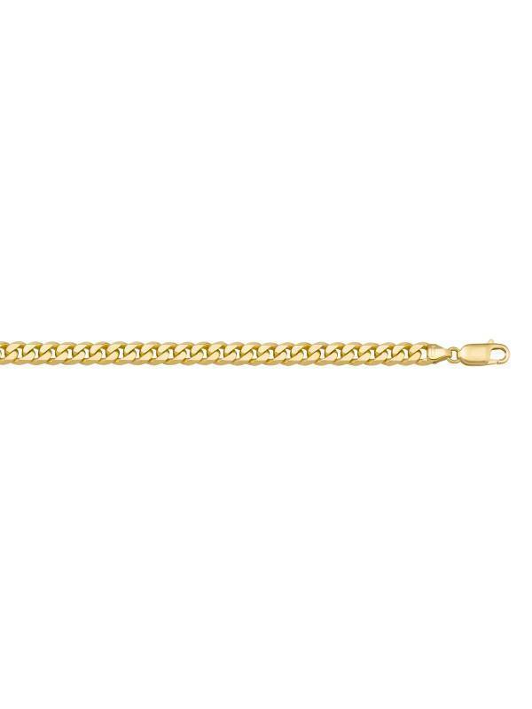 10K, 14K, 18K Yellow Gold Solid Flat Beveled Link Curb 4.0 mm Italian Chain
