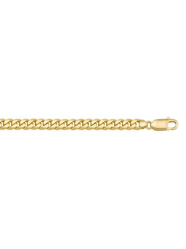 10K, 14K, 18K Yellow Gold Solid Flat Beveled Link Curb 5.4 mm Italian Bracelet